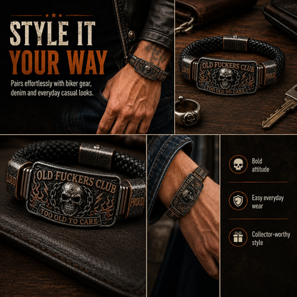 💀 OLD FUCKERS CLUBTM Skull Bracelet – A Badge for Men Who’ve Earned Every Scar & Story