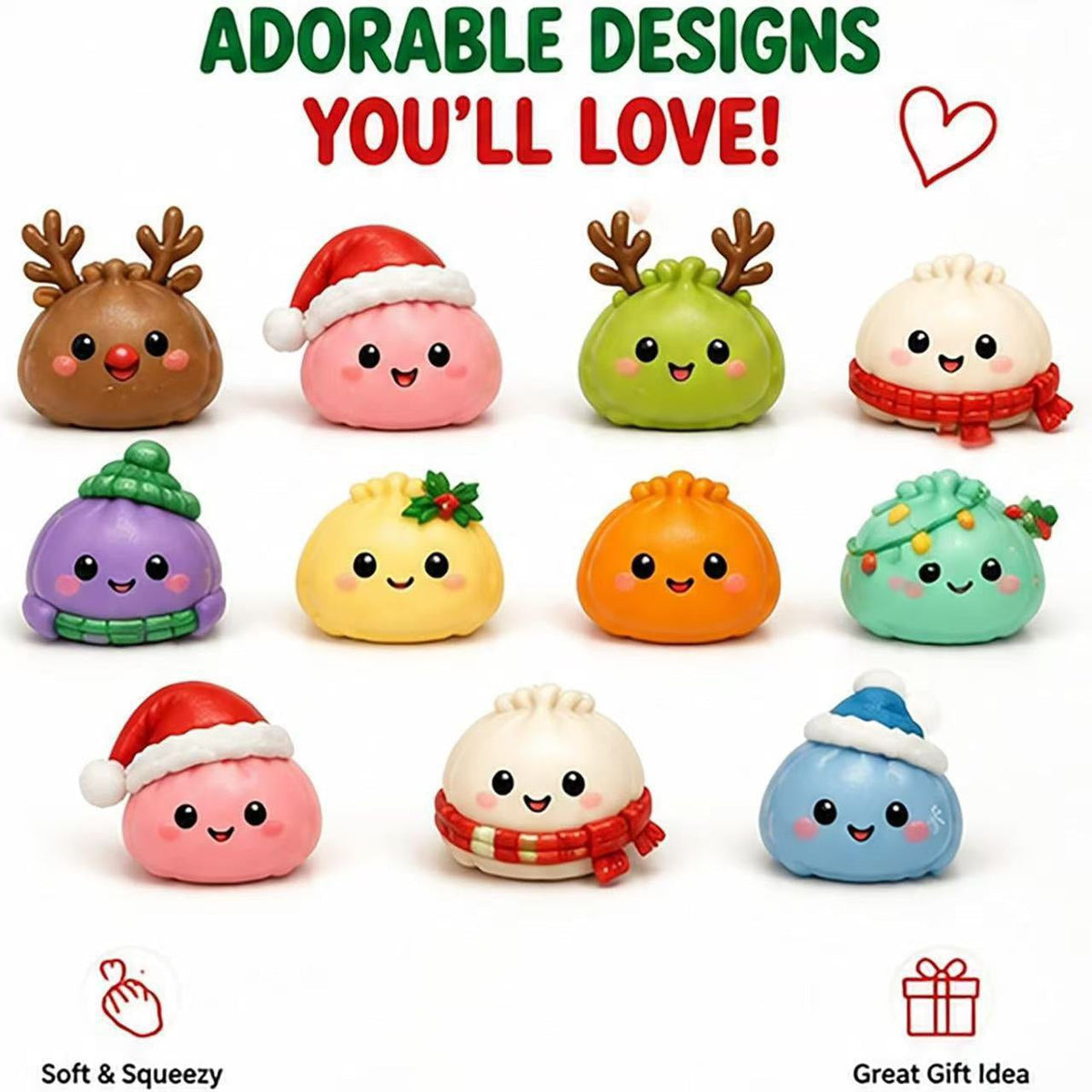 🎄 Christmas Advent Calendar 2026 – 24-Day Countdown with Mini Dumpling Squishy Toys